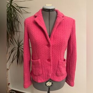 Vintage Talbots Petites // 100% Wool Cable Knit Blazer in Raspberry Pink